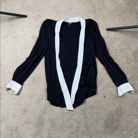 Rachel Zoe Tops - Rachel Zoe Black Blouse with White Trim